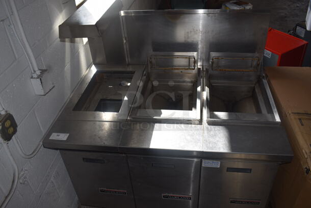 Garland M35SS Commercial Stainless Steel Free Standing Natural Gas Fryer With 3 Fry Pots.