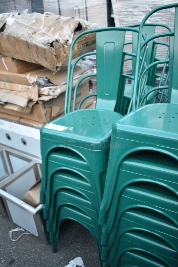 21 BRAND NEW SCRATCH AND DENT! Green Metal Tolix Style Chairs. 12 Times Your Bid!  - Image 7 of 7