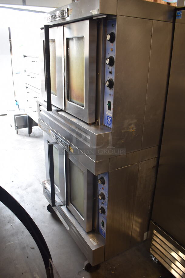 2 Baker's Pride Commercial Stainless Steel Natural Gas Powered Double Stack Convection Oven With Steel Racks On Commercial Casters. 2 Times Your Bid!  - Image 3 of 6
