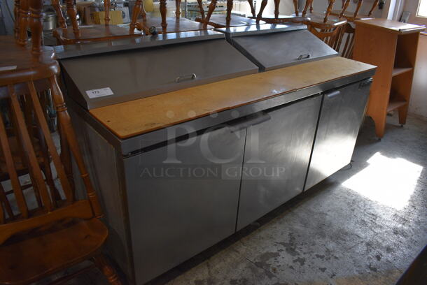 Continental SW72-16 Stainless Steel Commercial Sandwich Salad Prep Table Bain Marie Mega Top on Commercial Casters. 115 Volts, 1 Phase. 72x31x43. Tested and Working! - Image 2 of 10