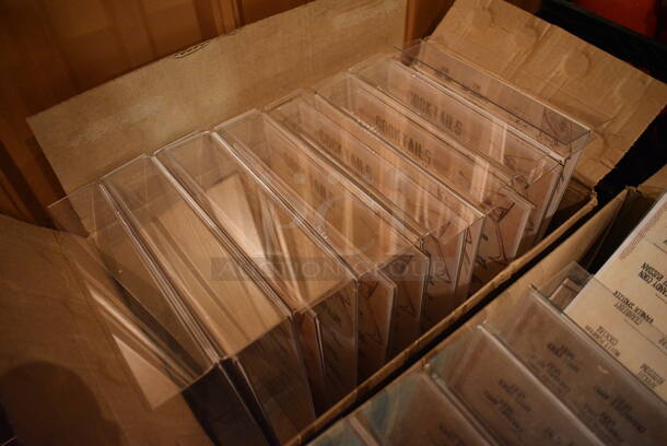 ALL ONE MONEY! Lot of 2 Boxes of Clear Plastic Tabletop Menu Holders. 8.5x3.5x11. (bar) - Image 4 of 4