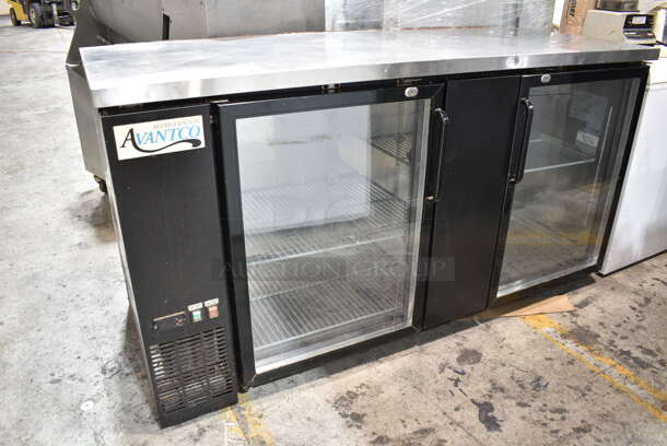 Avantco 178UBB3GHC Metal Commercial 2 Door Back Bar Cooler Merchandiser. 115 Volts, 1 Phase. Tested and Powers On But Does Not Get Cold
 - Image 1 of 5