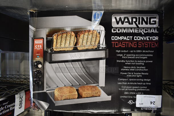 BRAND NEW SCRATCH AND DENT! 2023 Waring CTS1000B Stainless Steel Commercial Countertop Conveyor Toaster Oven. 208 Volts, 1 Phase. Tested and Working! - Image 7 of 8