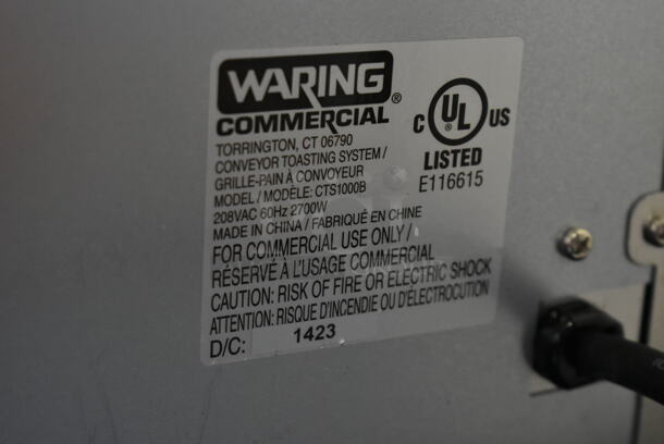 BRAND NEW SCRATCH AND DENT! 2023 Waring CTS1000B Stainless Steel Commercial Countertop Conveyor Toaster Oven. 208 Volts, 1 Phase. Tested and Working! - Image 8 of 8