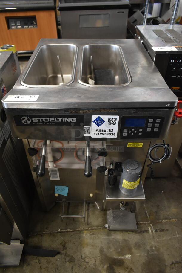 2019 Stoelting SF121-38I2 Stainless Steel Commercial Countertop Air Cooled 2 Flavor w/ Twist Soft Serve Ice Cream Machine w/ Mixing Head Attachment. 208-240 Volts, 1 Phase.  - Image 1 of 7