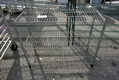 Chrome Finish 3 Tier Wire Shelving Unit. BUYER MUST DISMANTLE. PCI CANNOT DISMANTLE FOR SHIPPING. PLEASE CONSIDER FREIGHT CHARGES.
