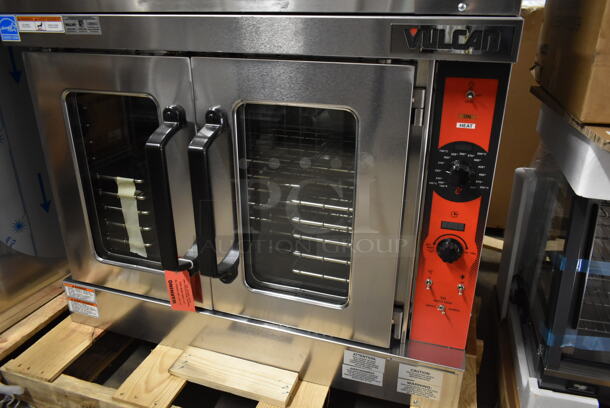 2 BRAND NEW SCRATCH AND DENT! Vulcan VC5ED ENERGY STAR Stainless Steel Commercial Electric Powered Full Size Convection Oven w/ View Through Doors, Metal Oven Racks and Thermostatic Controls. 240 Volts, 3/1 Phase. 2 Times Your Bid! Tested and Working! - Image 6 of 9