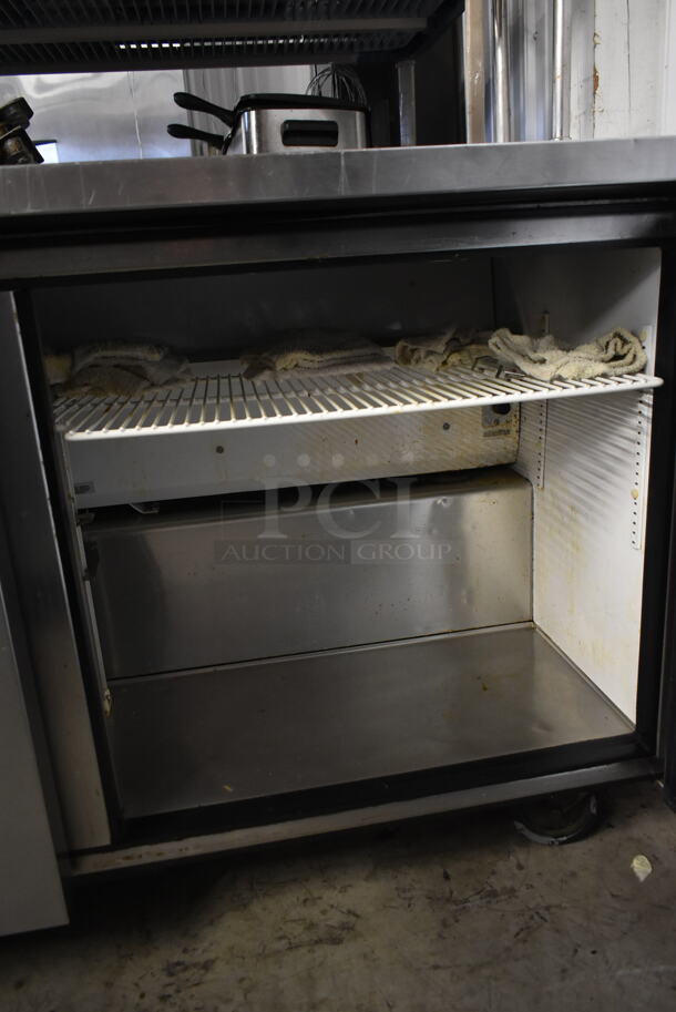 2014 True TWT-60 Stainless Steel Commercial 2 Door Work Top Cooler w/ 2 Tier Over Shelf on Commercial Casters. 115 Volts, 1 Phase. Tested and Working! - Image 8 of 8
