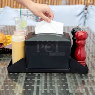 Black Plastic Tabletop Condiment Caddy / Interfold Napkin Dispenser
7" x 6 1/2" x 6 1/2"