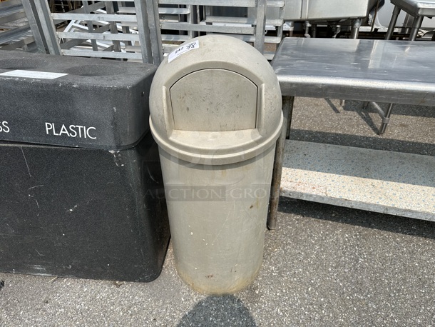 Tan Poly Trash Can. - Image 1 of 4