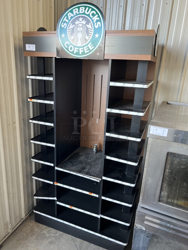 Starbucks Black and Brown Multi Shelf Display Rack. 46x26x92 - Image 3 of 6