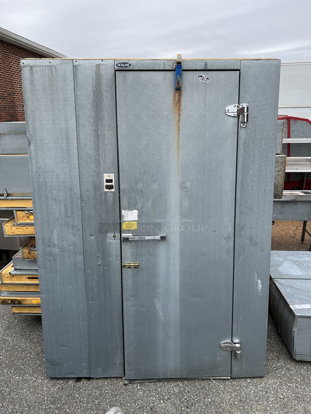 Norlake 6'x12'x7.5' SELF CONTAINED Walk In Cooler Box w/ Floor, Norlake Model CPB075DCO-A Condenser and Copeland Model RS64C2E-CAV-101 Compressor. 208-230 Volts, 1 Phase. 