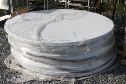 11 BRAND NEW! 72" Choice Round White Poly Folding Tables. 11 Times Your Bid!