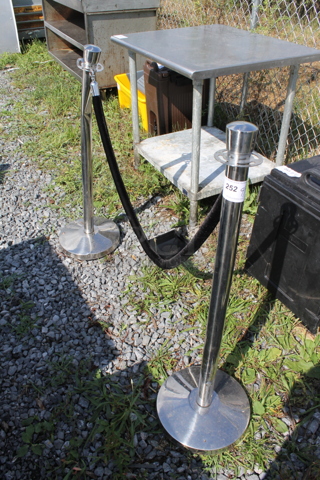 2 Metal Stanchions w/ Black Rope. 2 Times Your Bid!