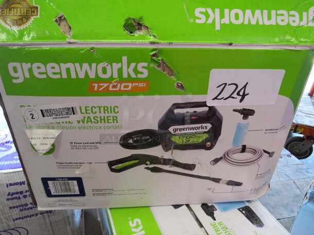 One Greenworks Portable Electric Pressure Washer. 1700psi. #GPW1794.