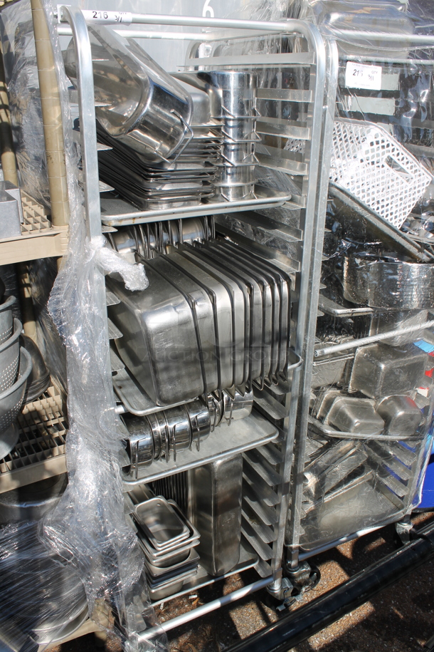 Metal Commercial Pan Transport Rack w/ Contents and Clear Poly Cover on Commercial Casters. - Image 1 of 3