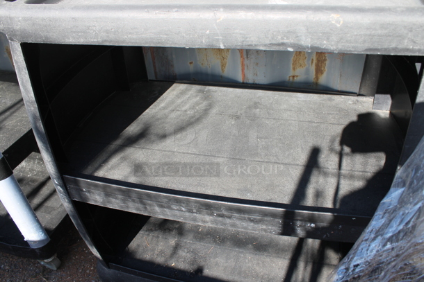 Black Poly 3 Tier Cart w/ Push Handles on Commercial Casters. - Image 3 of 4