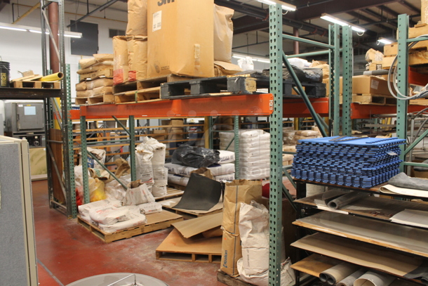 ALL ONE MONEY! Lot of Orange and Green Metal Pallet Racking. Does Not Include Contents. BUYER MUST REMOVE. - Image 1 of 5