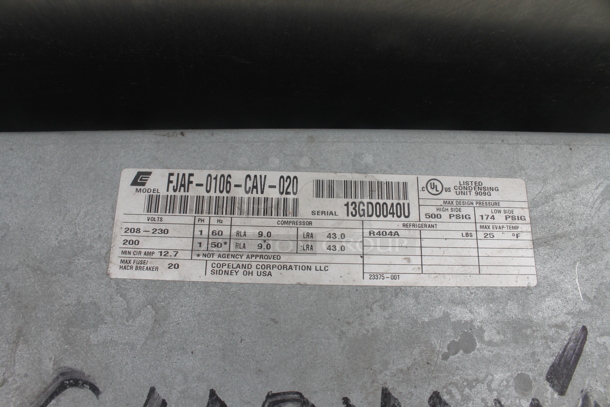 Copeland RST64C1E-CAV-108 Metal Commercial Compressor. 208/230 Volts, 1 Phase. - Image 5 of 6