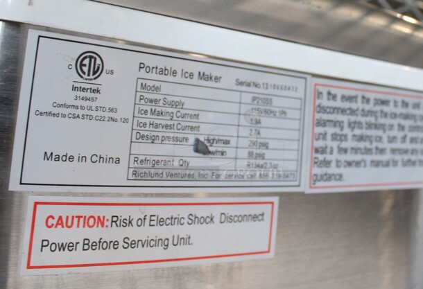 EdgeStar Model IP210SS Chrome Finish Countertop Ice Machine. 115 Volts, 1 Phase. 12x14x15 - Image 6 of 6