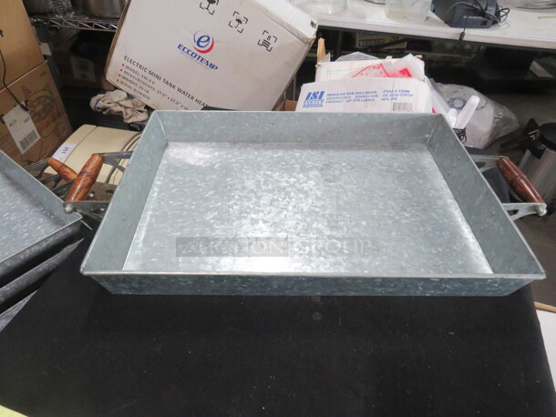 One Pottery Barn Galvanized Serving Tray. 20.5X14.5X2.5 - Image 1 of 2