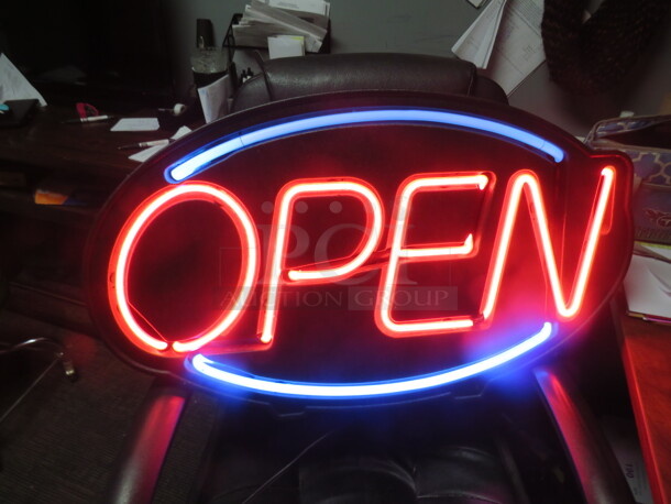 One 32X4.5X19 WORKING NEON OPEN Sign. - Image 1 of 1