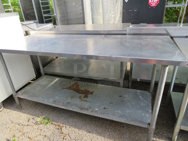 One Stainless Steel Table With Under Shelf. 72X30X36 - Image 1 of 1