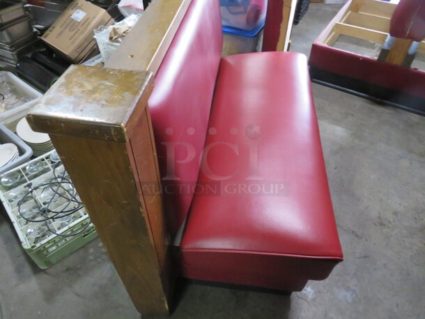 One Single Sided Booth With Red Cushioned Seat And Back, With Wooden Pillar. 54X26X38 - Image 3 of 3