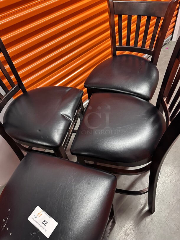 Clean! Classic Luxury Wooden Upholstered Black Leather Dining Chair Heavy Duty  - Image 3 of 6