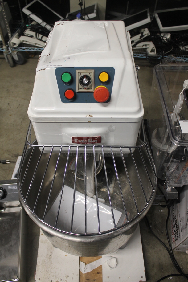LIKE NEW! Estella 348SM80 Metal Commercial 40 Quart / 60 Pound Two-Speed Spiral Dough Mixer w/ Stainless Steel Mixing Bowl, Bowl Guard and Dough Hook. 240 Volts. Unit Has Only Been Used a Few Times! Tested and Working! - Image 1 of 8