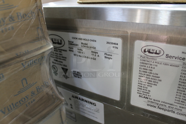 BRAND NEW! 2023 FWE LCH-5-LV-G2 Stainless Steel Commercial Half Height Stainless Steel Cook-Hold Mobile Cabinet on Commercial Casters. 120 Volts, 1 Phase. Tested and Working! - Image 5 of 5