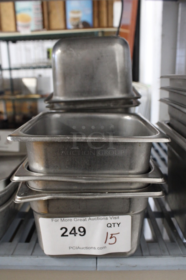 15 Stainless Steel 1/6 Size Drop In Bins. 1/6x4. 15 Times Your Bid!
