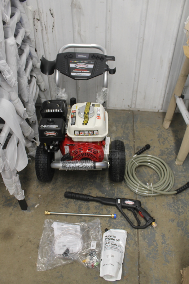 BRAND NEW SCRATCH AND DENT! Simpson ALH3425-S 60689 Aluminum Series Pressure Washer with Honda Engine and 35' Hose. 3600 PSI; 2.5 GPM. - Image 1 of 12