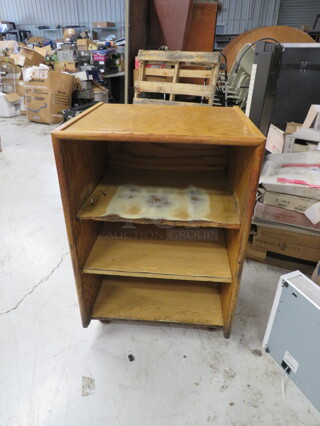 One Wooden Shelving Unit/Hostess Stand, With 4 Shelves. 26X24X38