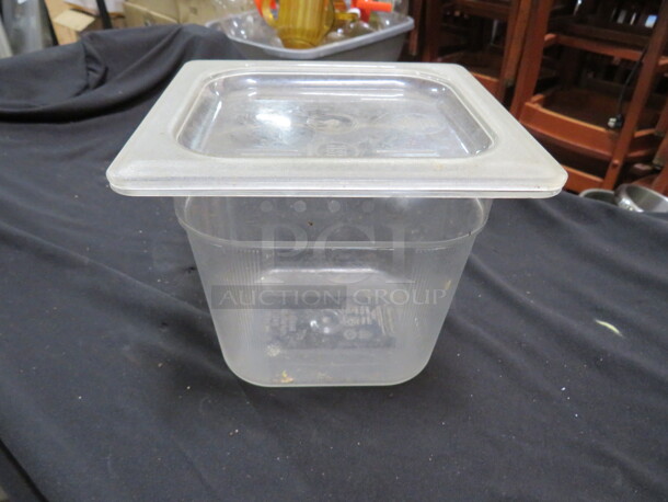 1/6 Size 6 Inch Deep Food Storage Container With Lid. 4XBID