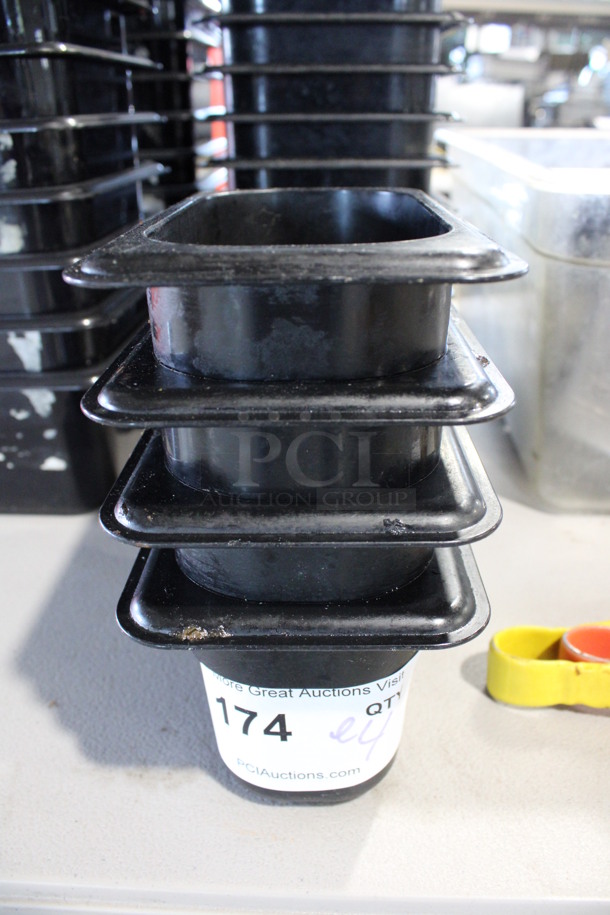 ALL ONE MONEY! Lot of 4 Cambro Black Poly 1/9 Size Drop In Bins! 1/9x4 - Image 1 of 3