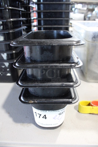 ALL ONE MONEY! Lot of 4 Cambro Black Poly 1/9 Size Drop In Bins! 1/9x4