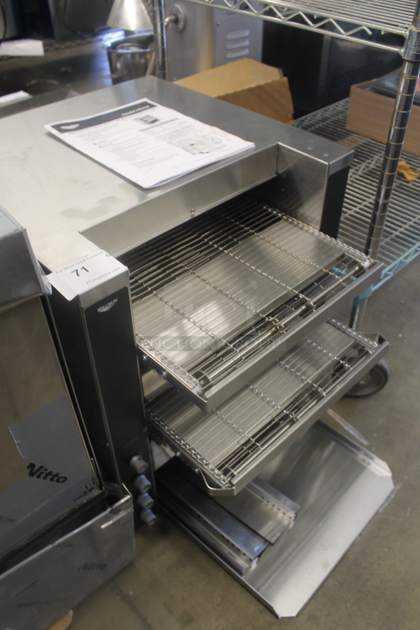 BRAND NEW SCRATCH AND DENT! Vollrath JT4 Stainless Steel Commercial Countertop Electric Powered Double Conveyor Toaster Oven w/ 1 1/2"-3" and 1 1/2" Openings. 240 Volts, 1 Phase. - Image 2 of 6