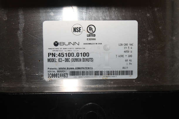 2019 Bunn IC3-DBC Stainless Steel Commercial Iced Tea Machine. 120/208 Volts, 1 Phase. - Image 3 of 4