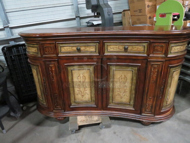 One Solid Wooden Buffet With 4 Doors And 4 Drawers. 72X21X36