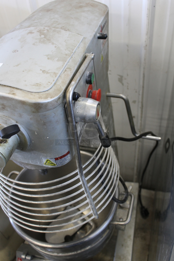 2020 Omcan SP300A Metal Commercial Floor Style Planetary Dough Mixer w/ Mixing Bowl, Bowl Guard, Pelican Head, Whisk, Paddle and Dough Hook Attachments. 110 Volts, 1 Phase. Cannot Test - Unit Needs New Plug - Image 4 of 10