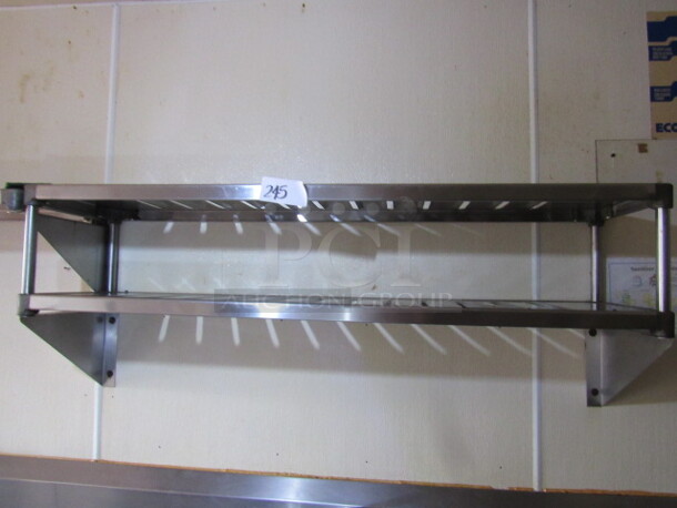 One  Wall Mount Stainless Steel Double Shelf.  BUYER MUST REMOVE. 54X12