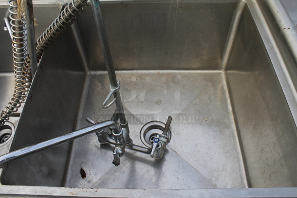 Stainless Steel Commercial 3 Bay Sink w/ 2 Faucets, Handles and Spray Nozzle Attachments. Bays 24x24 - Image 5 of 6