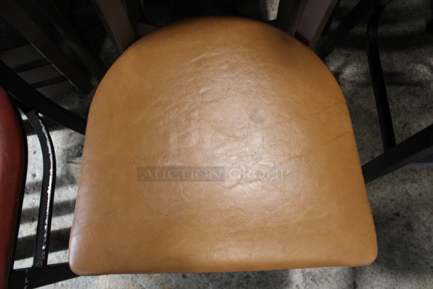 5 Brown Metal Dining Chairs w/ Tan Seat Cushion. 16x17x32. 5 Times Your Bid! - Image 4 of 4