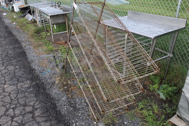 Chrome Finish 4 Tier Wire Shelving Unit on 2 Poles. BUYER MUST DISMANTLE. PCI CANNOT DISMANTLE FOR SHIPPING. PLEASE CONSIDER FREIGHT CHARGES. - Image 2 of 2