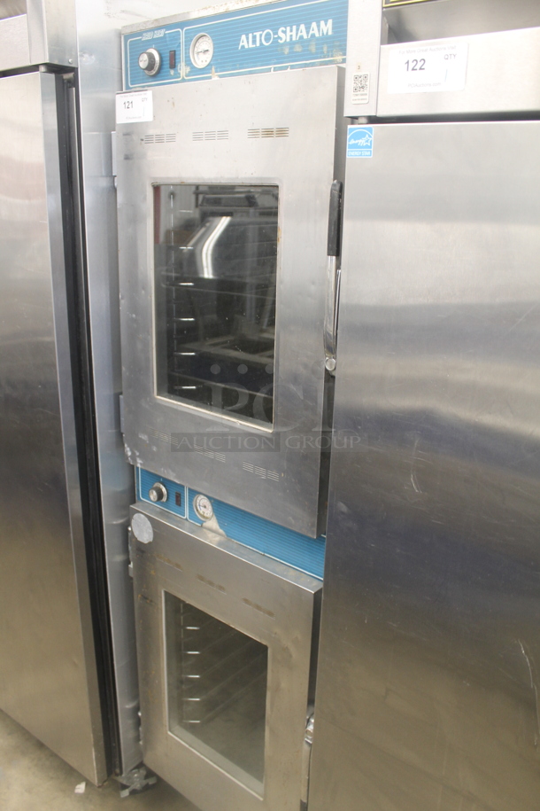 Alto Shaam 1000-UR/P Stainless Steel Commercial 2 Half Size Door Holding Cabinet on Commercial Casters. 208-240 Volts, 1 Phase.  - Image 3 of 7