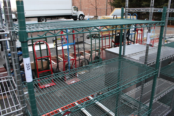 Metro Green Finish 4 Tier Shelving Unit. BUYER MUST DISMANTLE. PCI CANNOT DISMANTLE FOR SHIPPING. PLEASE CONSIDER FREIGHT CHARGES. 42x18x63 - Image 2 of 3