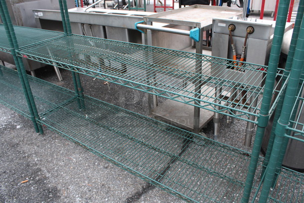 Metro Green Finish 4 Tier Shelving Unit. BUYER MUST DISMANTLE. PCI CANNOT DISMANTLE FOR SHIPPING. PLEASE CONSIDER FREIGHT CHARGES. 60x18x63 - Image 3 of 3