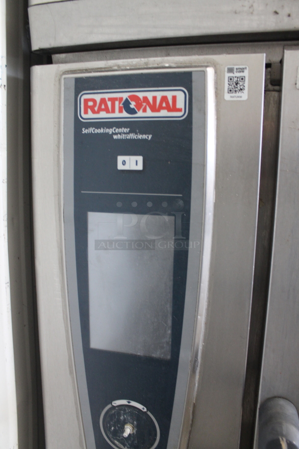 2 2013 Rational Stainless Steel Commercial Combitherm Self Cooking Center Convection Ovens on Commercial Casters. Top Model: SCC WE 62. Bottom Model: SCC WE 102. Picture of Unit Powered on is Included. 480 Volts, 3 Phase. 42x40x73. 2 Times Your Bid! - Image 5 of 9