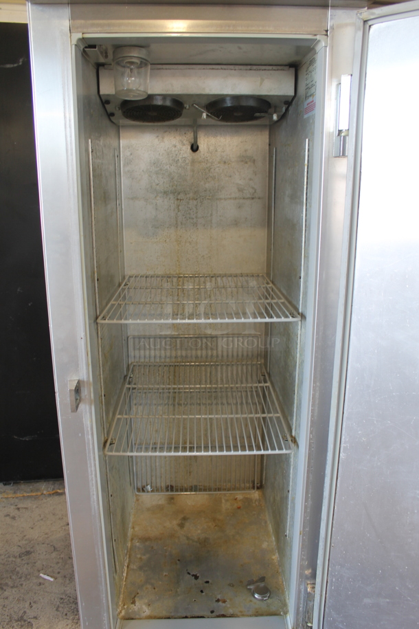 Continental 1R Stainless Steel Commercial Single Door Reach In Cooler w/ Poly Coated Racks on Commercial Casters. 115 Volts, 1 Phase. Tested and Powers On But Does Not Get Cold - Image 5 of 6